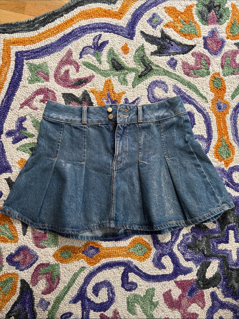 Zara light blue denim mini skirt